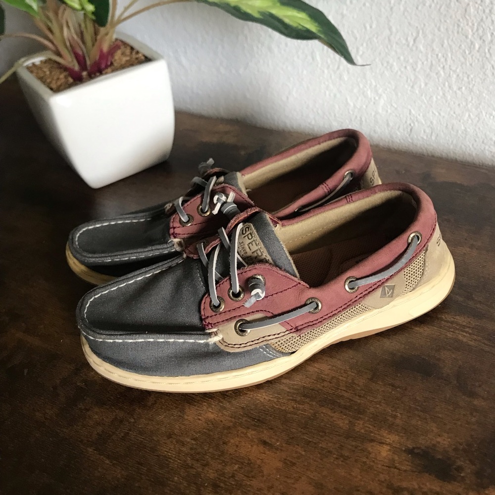 Sperry Blue and Maroon Boat Shoes Flats
